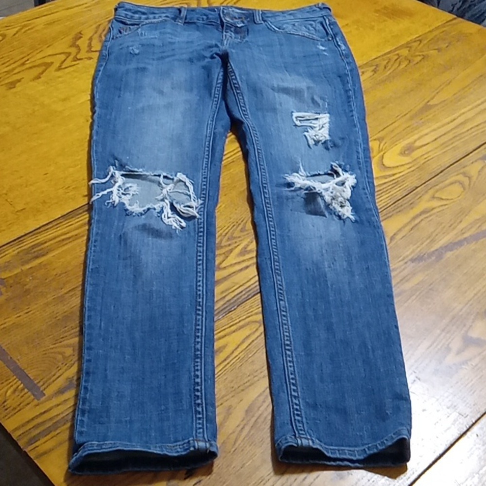 VIGOSS JEANS Womens 26 X 27 BLUE Denim Preowned DISTRESSED THOMPSON TOMBOY Used